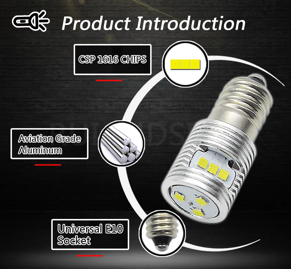 3 В AC/DC 4,5 в 6-24 В E10 CSP светодиодный обновленная лампа замена для фар фонари фонарь светодиодный конверсионный Комплект ламп