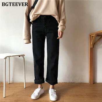

BGTEEVER Casual Loose Women Jeans High Waist Straight Denim Pants 2020 Spring Summer Jeans Trousers Female Good Quality