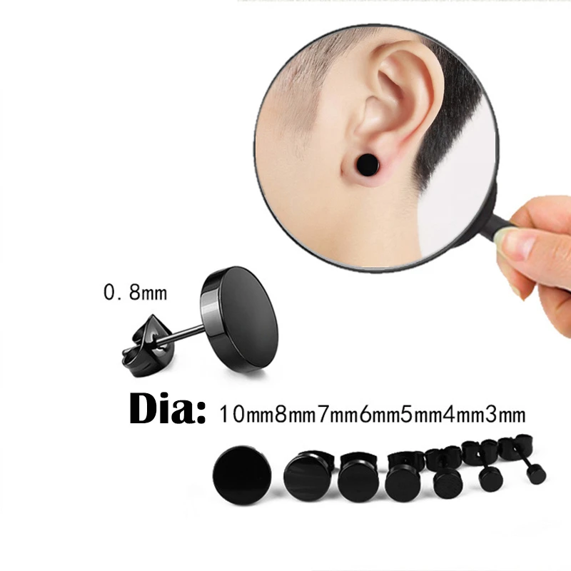 2 шт Панк мужские/женские серьги-гвоздики из нержавеющей стали черные/стальные