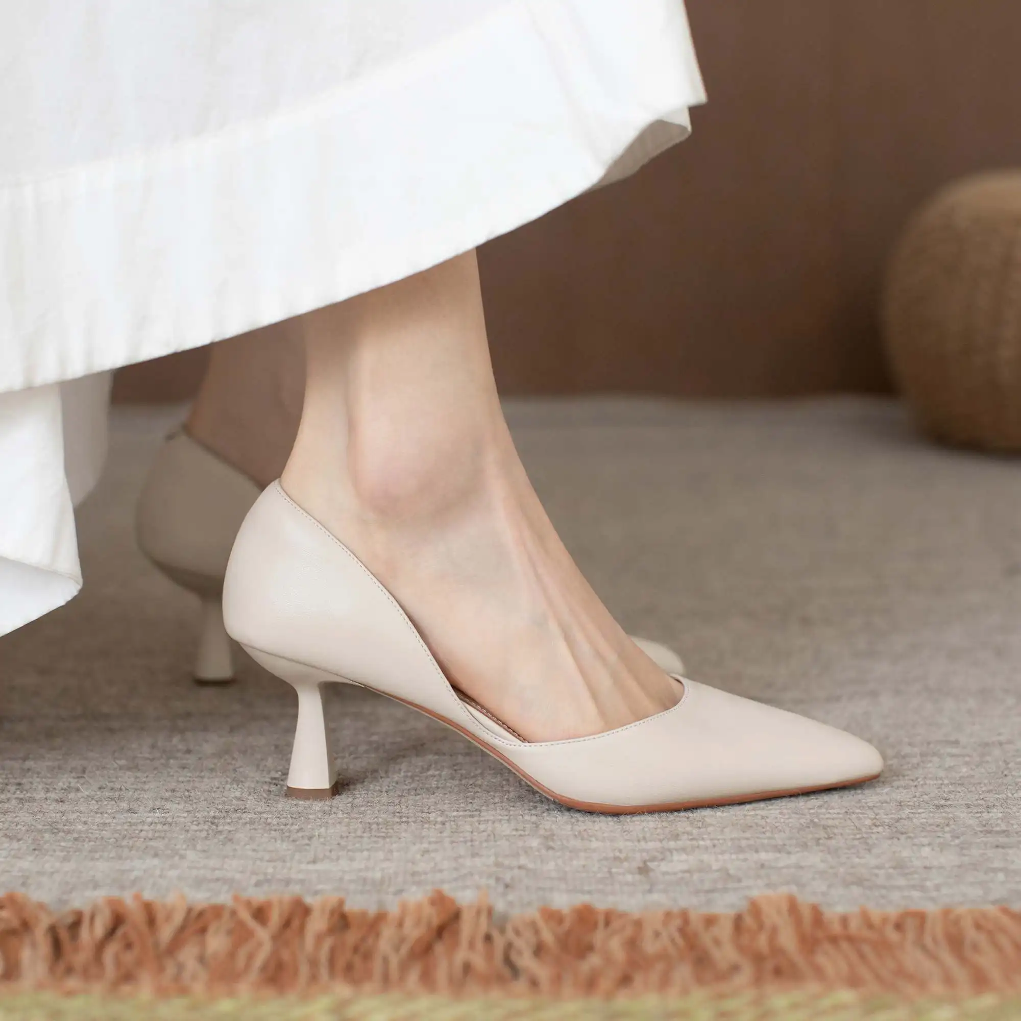 Krazing Pot Full Grain Leather Colorful Pointed Toe Stiletto High Heels Slip On Fashion Shallow Sexy Wedding Wholesale Ins Pumps
