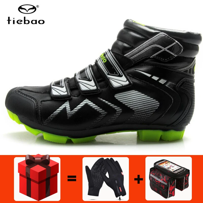 B1686 gloves and bag TIEBAO, зимняя велосипедная обувь, MTB, добавить педаль SPD, набор, самоблокирующийся велосипед, не скользит, гоночный велосипед, chaussure vtt Sapatos de ciclismo - Цвет: B1686 gloves and bag