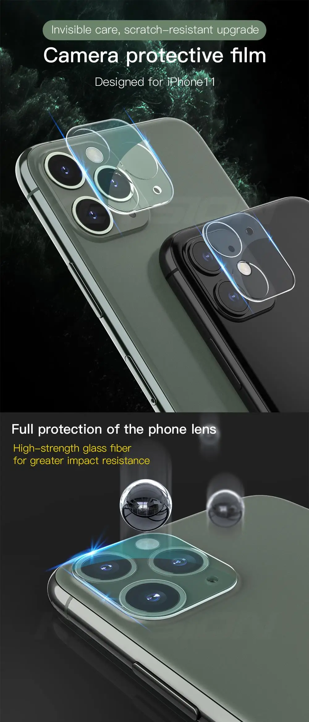 KEYSION Полный Объектив камеры закаленное стекло для IPhone 11 Pro 11 Pro Max камера защитная HD прозрачное стекло пленка для IPhone 11 Pro Max