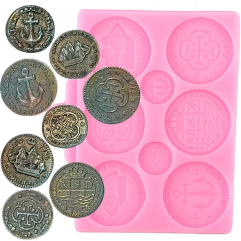 

Treasure Coins Border Silicone Molds Cupcake Topper Fondant Cake Decorating Tools Cookie Baking Candy Chocolate Gumpaste Moulds