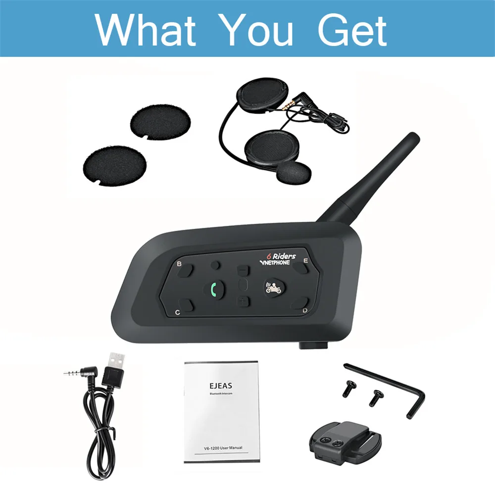 V6-1200, мотоциклетный шлем, Bluetooth наушники, 1200 метров, дуплекс, для езды, Bluetooth, рация, гарнитура для спорта