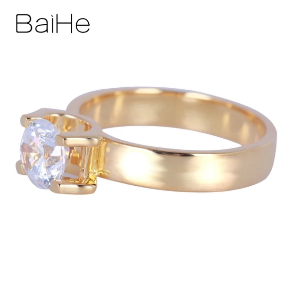 BAIHE Solid 14K желтое золото(AU585) 1.85CT сертифицированные, подлинные AAA Градуированные кубического циркония/безупречные вечерние женские милые/романтическое кольцо