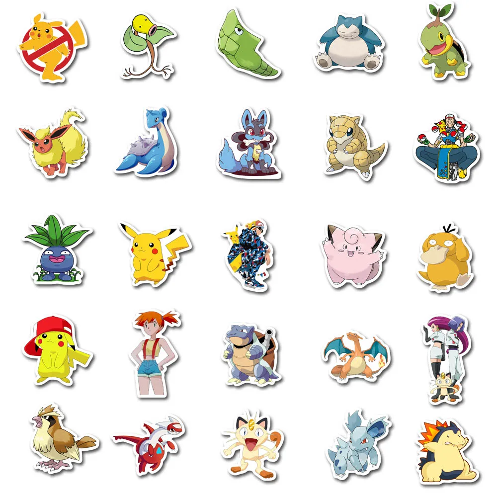 50 шт. различные Pokemons наклейки s для багажа Скейтборд телефон ноутбук мото велосипедный настенный гитарная наклейка DIY водонепроницаемый стикер