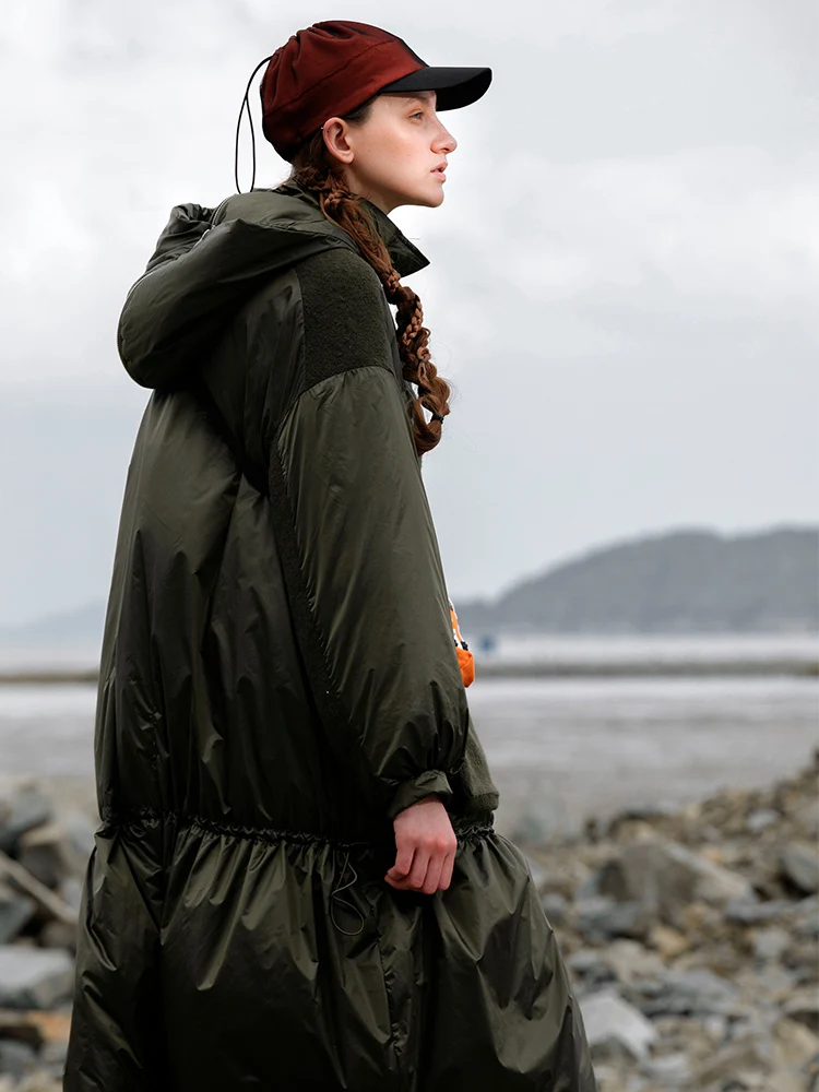 [11.11] Winter New Collection sport style hooded long oversize white duck down jacket coat women