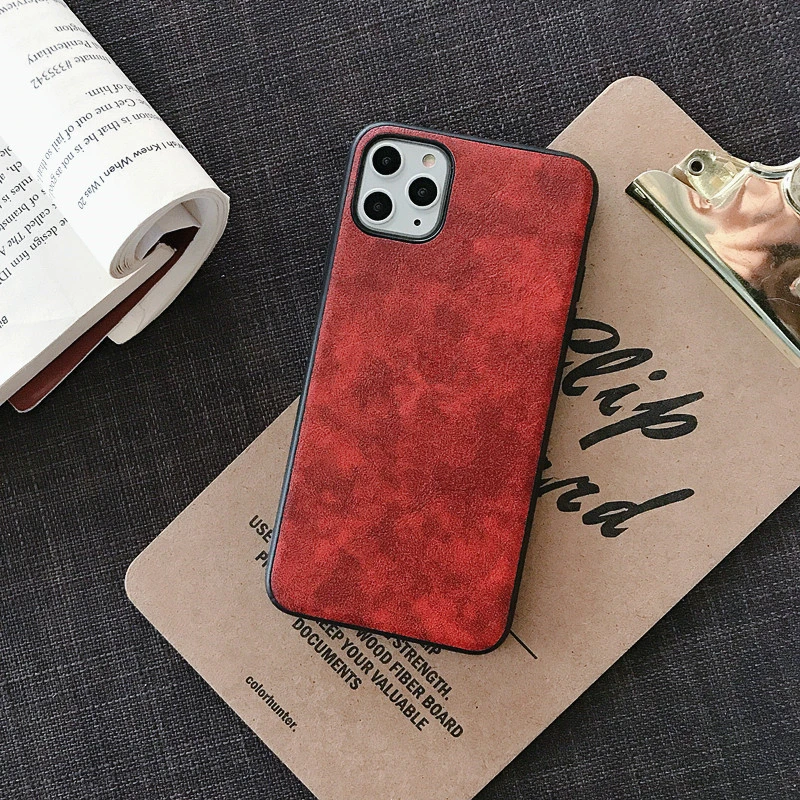 Ретро Чехол из воловьей кожи для iphone 11, чехол для iphone 7, чехол 8 plus X XR MAX - Цвет: Retro crimson
