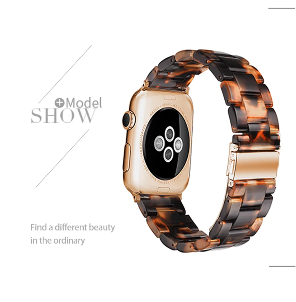 Ремешок из смолы для iWatch серии 4 3 2 1 браслет из нержавеющей стали с металлической пряжкой для Apple Watch Band 38 мм 40 мм 42 мм 44 мм наручный ремень