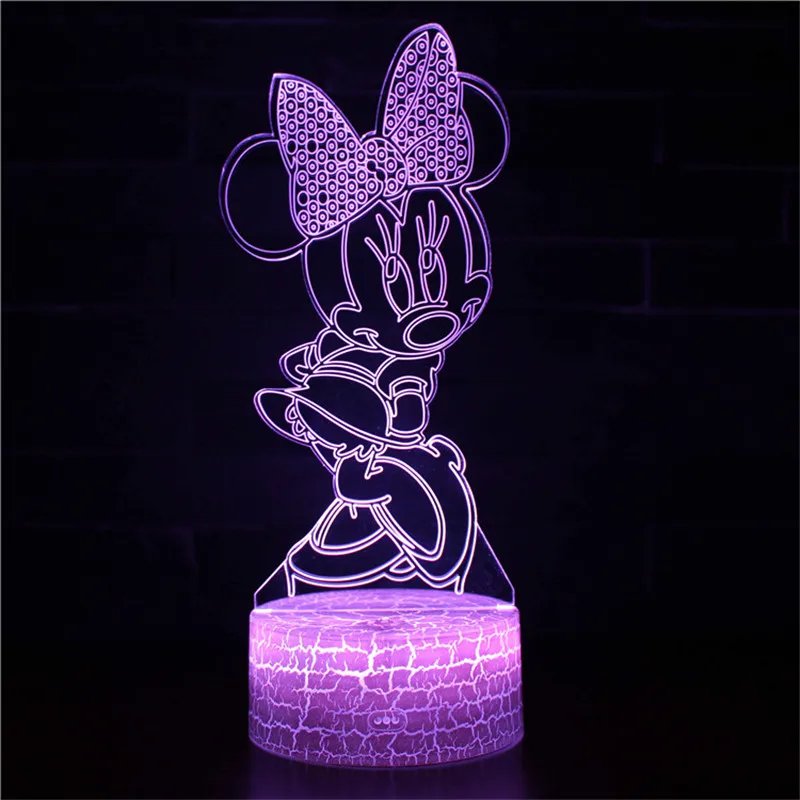 Disney LED Night Light Touch Sensor USB Battery Powered Nightlight  Cute Cartoon Dance Minnie Mouse 3d Decorative Lamp Kids Gift