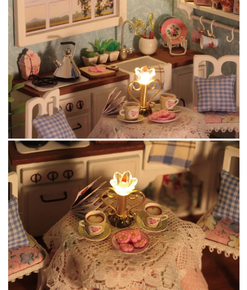 DIY Assembled Handmade Villa Cabin Model for Making Mini House H-006 Combo Toy Made in China Girl'S Birthday