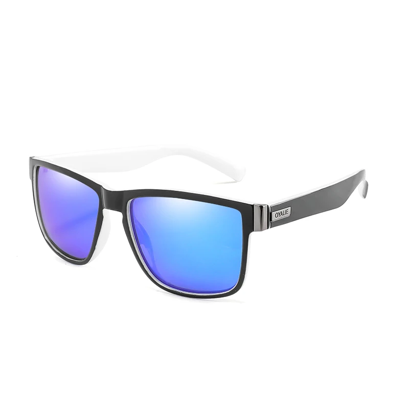 OYALIE Polarized Sunglasses Men Women Brand Design Vintage Square Sun Glasses Driver Shades Goggles Mirror UV400 Oculos - Цвет линз: DARK BLUE