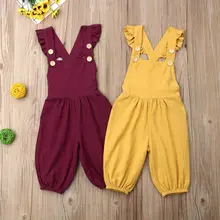 Комбинезон унисекс для малышей от 1 до 4 лет Детские комбинезоны без рукавов с пуговицами Детский комбинезон желтого и фиолетового цветов комплект одежды для маленьких девочек
