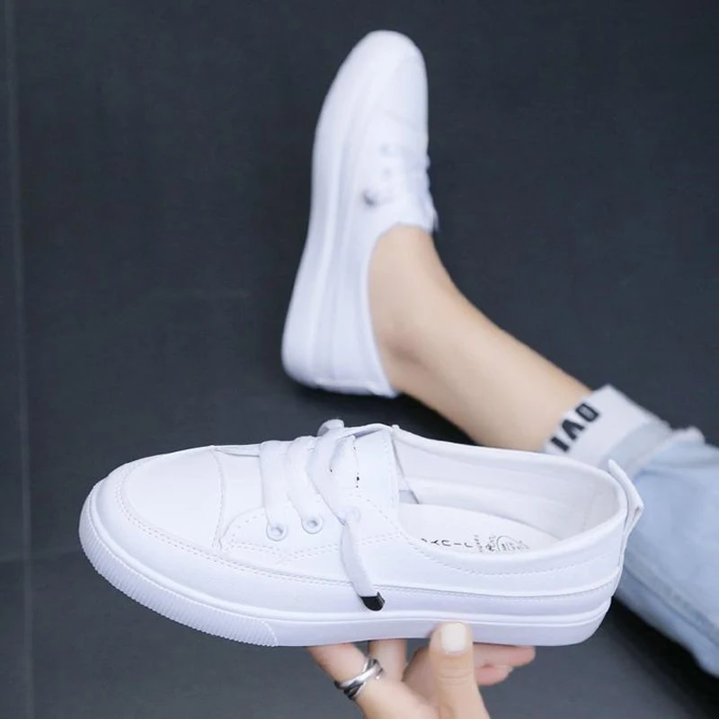 Platform Sneakers Women Shoes Female Pu Leather Walking Sneakers Loafers White Flat Slip On Vulcanize Casual Shoes