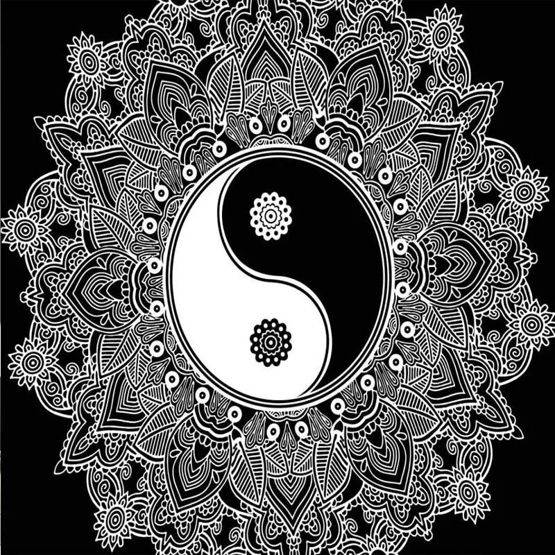Yingyang Мандала гобелены с надписями настенный черно-белый декор с принтом ТВ настенный гобелен, ковер одеяло, скатерть