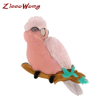 

SexeMara New Style Pink Acrylic Bird Brooch And Pins For Women Colorful Resin Animal Pins Lapel Pin Clothe Jewelry Party Gift