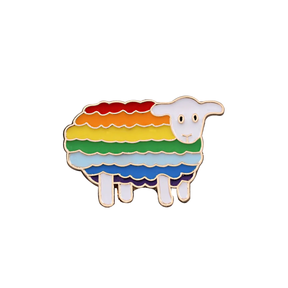 sheep Радужная брошь любовь флажки в форме сердца нагрудная булавка гей Прайд мужские и женские аксессуары из джинсовой ткани ювелирные изделия радужные Овцы эмалевые значки подарки - Окраска металла: sheep