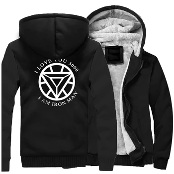 

I Am Iron Man Winter Men Thick Warm Fleece Jacket I Love You 3000 Coat Hoodie Tony Stark Arc Reactor Sweatshirt Streetwear Coats