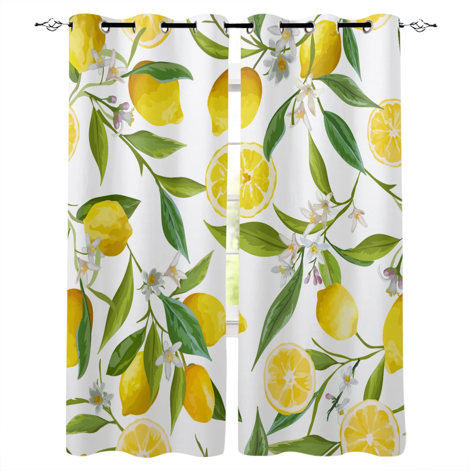 Lemon Yellow Sour Decoration Format Layout Curtains In The Bedroom Living Room Hall for Home Kitchen Window Treatments Drapes |