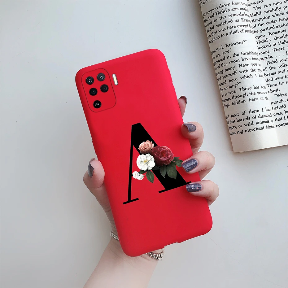 cases for oppo phones For Oppo Reno 5 Lite Case Letters Monogram ABC Flower Soft Silicone Back Cover For Oppo Reno5 Z Reno 5 F Z Lite 5F 5Z 5Lite Case oppo phone back cover