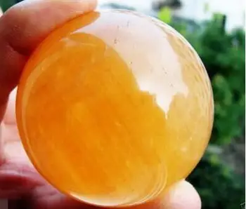 

60MM Natural Citrine Calcite Quartz Crystal Sphere Ball Healing Gemstone+Stand