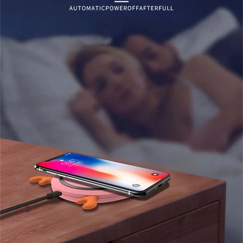 Симпатичное Беспроводное зарядное устройство Qi для быстрой зарядки Iphone XS MAX XR 8plus samsung S10 S9 Plus Note8 индукционное зарядное устройство