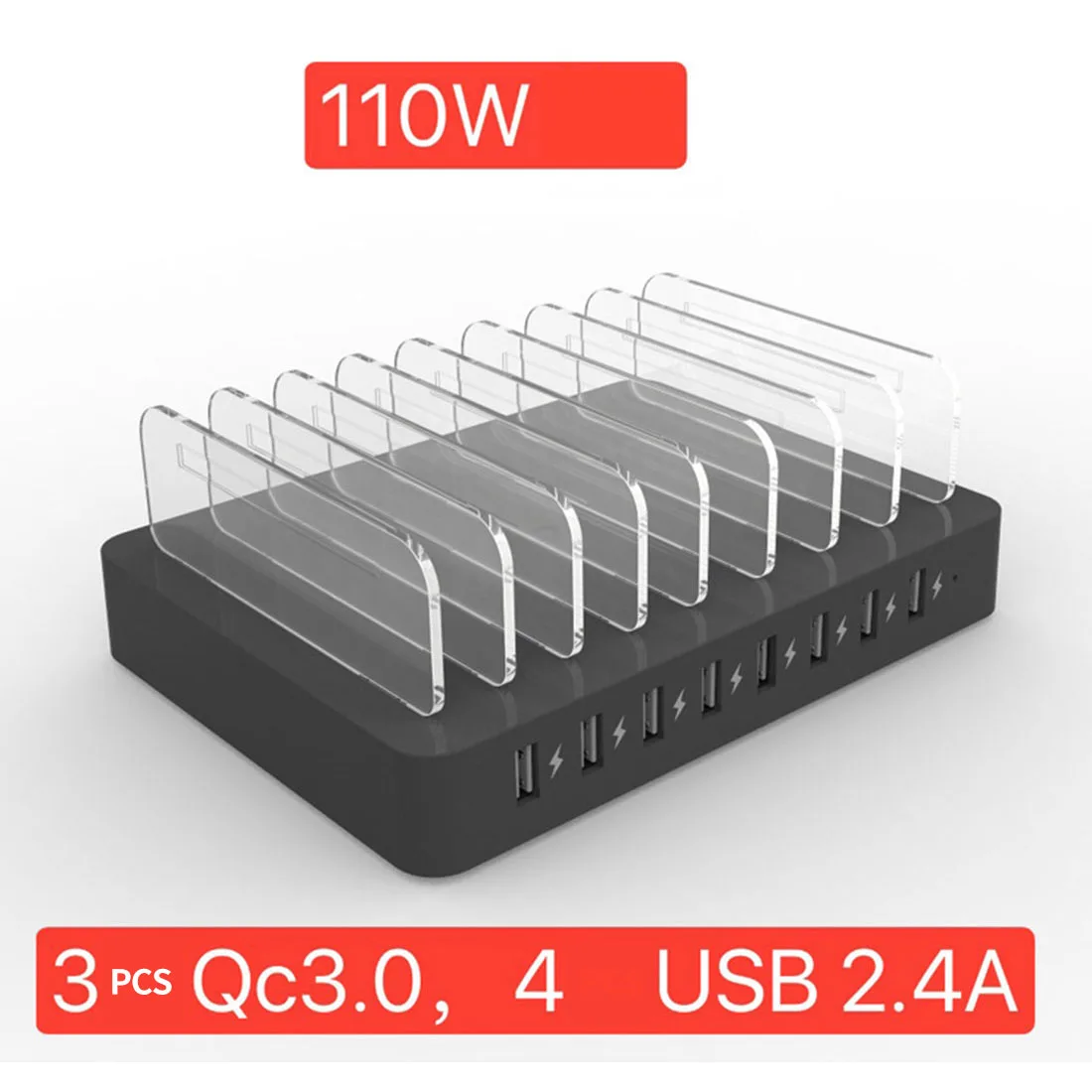  110W 8 puertos Multi USB cargador QC 30 2.4A para IPhone X 11 Ipad de carga rápida USB de escritori