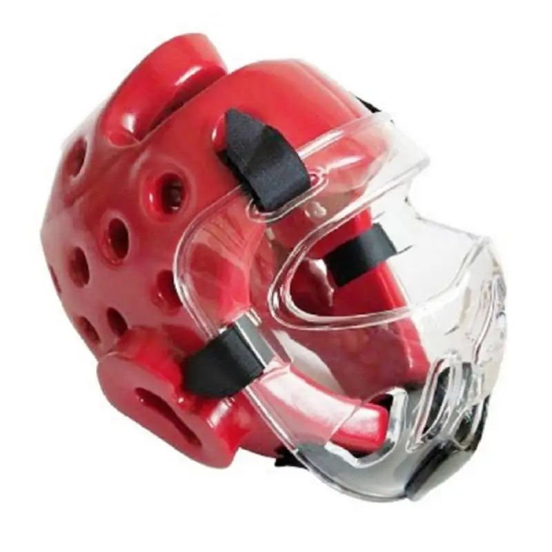 Mask red Шлем для тхэквондо, для взрослых, молодых детей, для спорта, для борьбы с лицом, для защиты головы, съемная прозрачная маска для бокса, ММА, каратэ# SD - Цвет: Mask red
