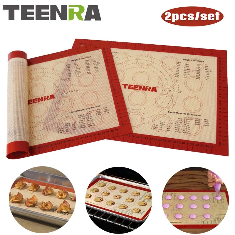 Red TEENRA Dropping Shopping Links силиконовый Bakign Mat-3Pcs - Цвет: Red
