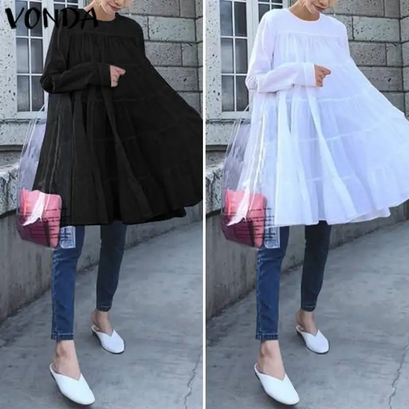 Белое Женское платье VONDA винтажное богемное с длинным рукавом 2020 Летний Пляжный