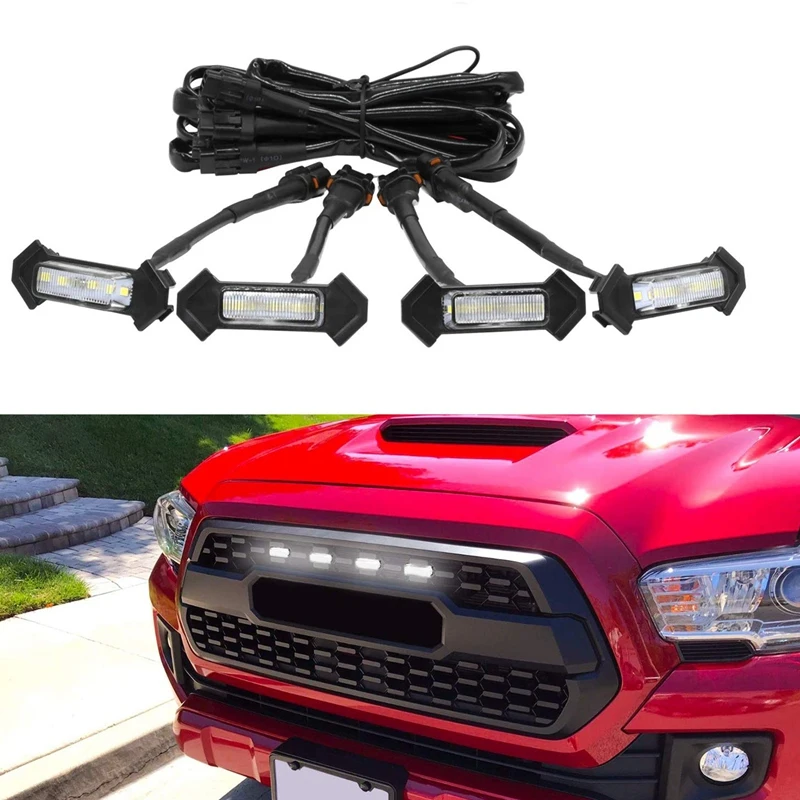 Светодиодные белые огни 4 шт. с предохранителем для- послепродажного Toyota Tacoma TRD PRO решетка(белый корпус