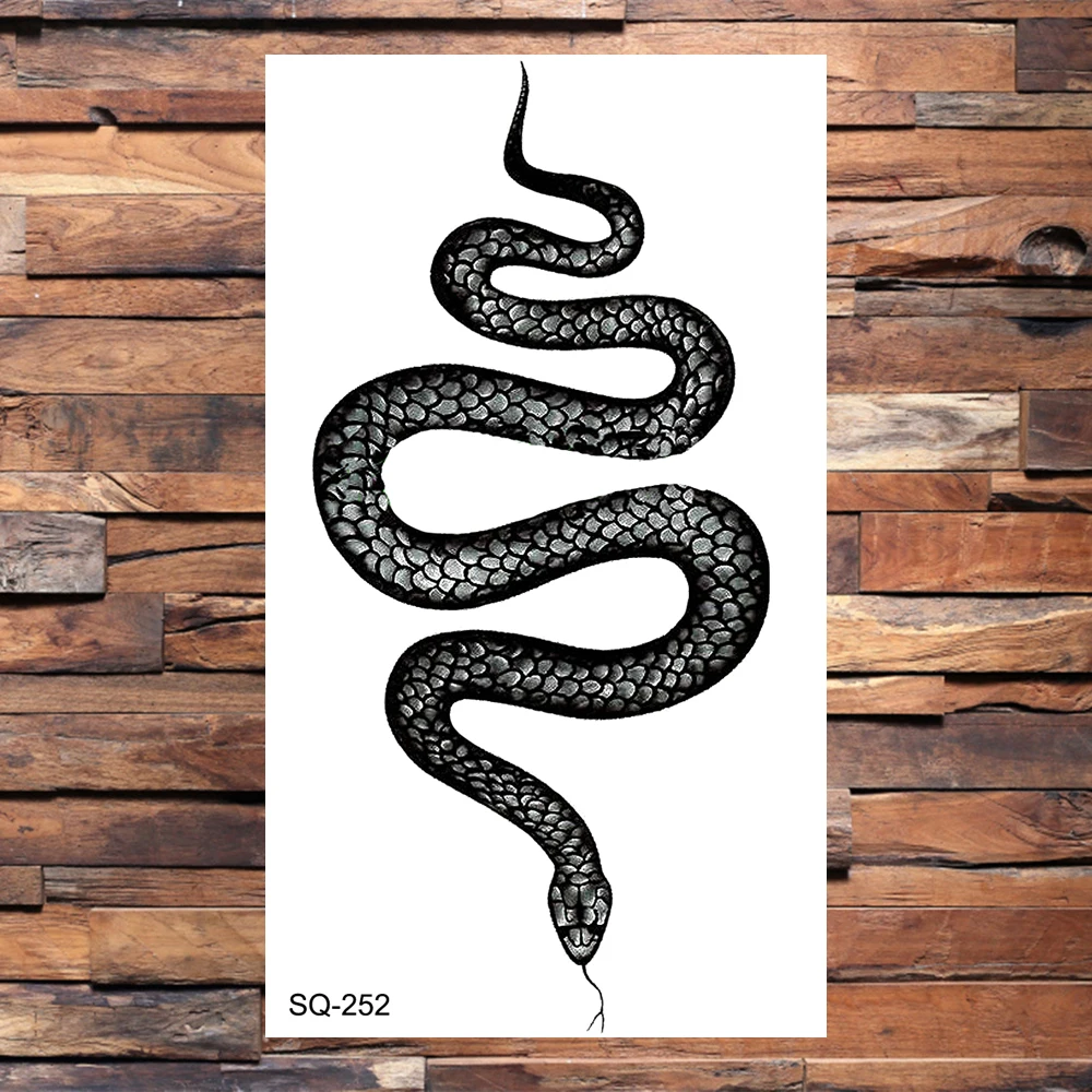 Black Star Snake Temporary Tattoos For Women Men Realistic Moon Serpent Waterproof Fake Tattoo Sticker Hand Neck Tatoos Small tattoo sticker,temporary tattoos