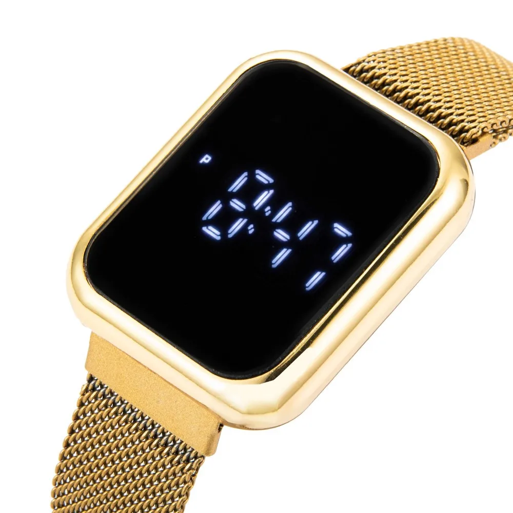 Watch Digital For Women Gold Luxury Fashion Elegant Stainless Steel  Electronic Led Clock Digital Women Watch Gift Montre Femme