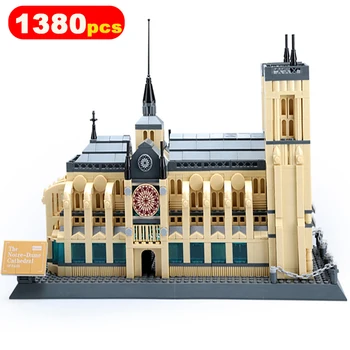 

1380PCS World Famous Attractions Model Building Blocks Notre Dame Cathedral Educational Brick Toys Children Birthday Presents