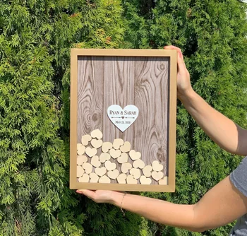 

personalized wooden Wedding Guestbook frame 3D Alternativebaby shower Drop top box custom birthday wishes box party sign board