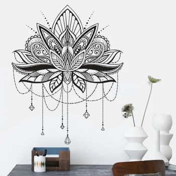 

Vinyl Wall Decals Mandala Lotus Pattern Wall Sticker Yoga Studio Decoration Lotus Design Mandala Decal Large Size Wall Murals