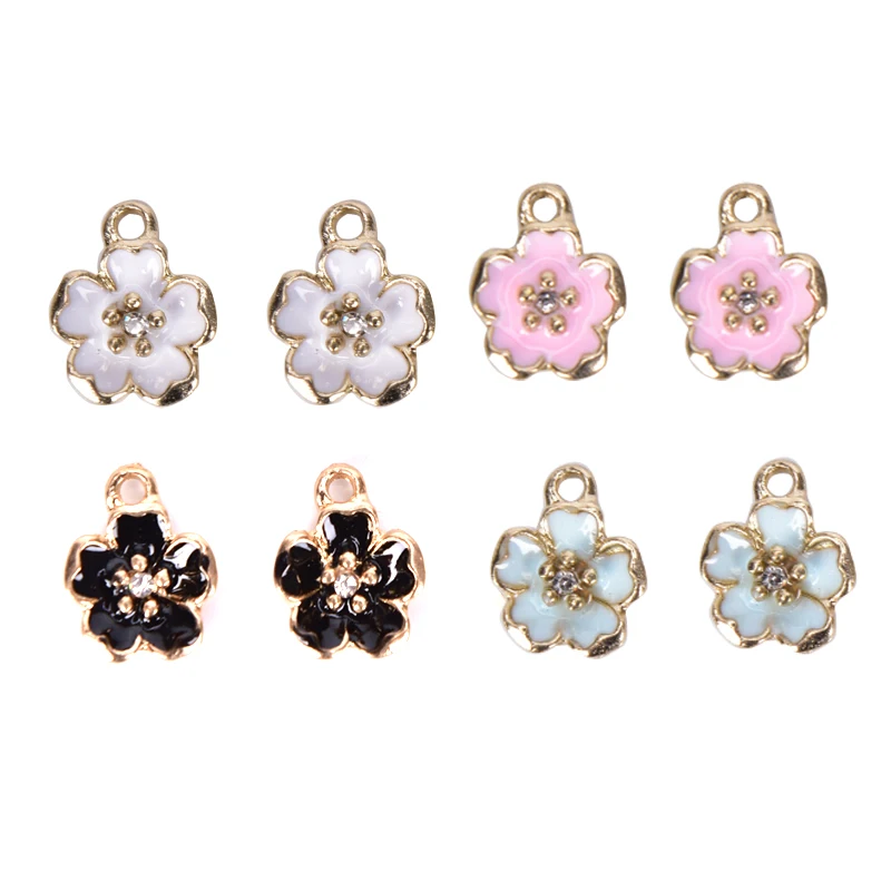 10 шт. подвески с эмалью и цветком персика каплями масла для браслета сделай сам