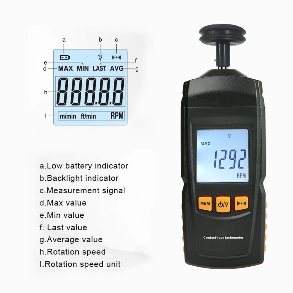 Tacômetro digital portátil com display lcd, mini
