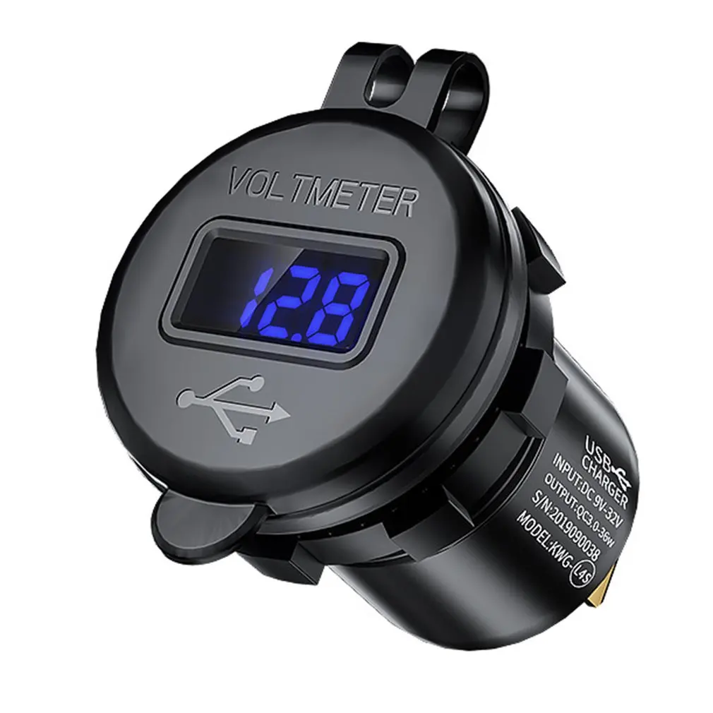 

QC3.0 DC12V-24V Dual USB LED Display Auto Car Fast Charging Charger for Phone Motorcycle Adapter Socket Outlet Power Chargers