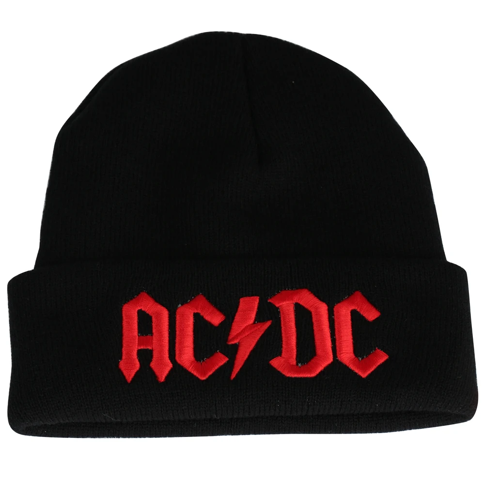 Мужская шапка K Pop ACDC Черная шапка Skullies зимние шапки Повседневная Вышивка унисекс Bonnets Skullcap мешковатые крючком Твердые Gorro элегантные