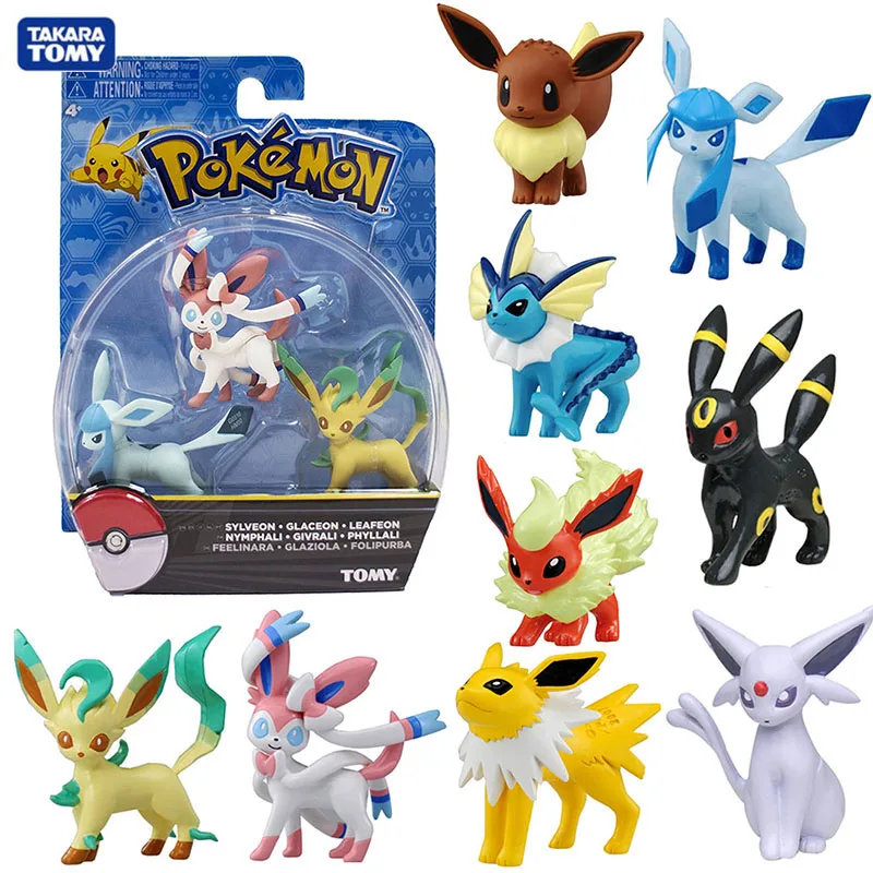 Takara Tomy Vaporeon Jolteon Flareon зеркаon Umbreon Leafeon Jelly Eeveelution Покемоны Eevee Аниме фигурки куклы