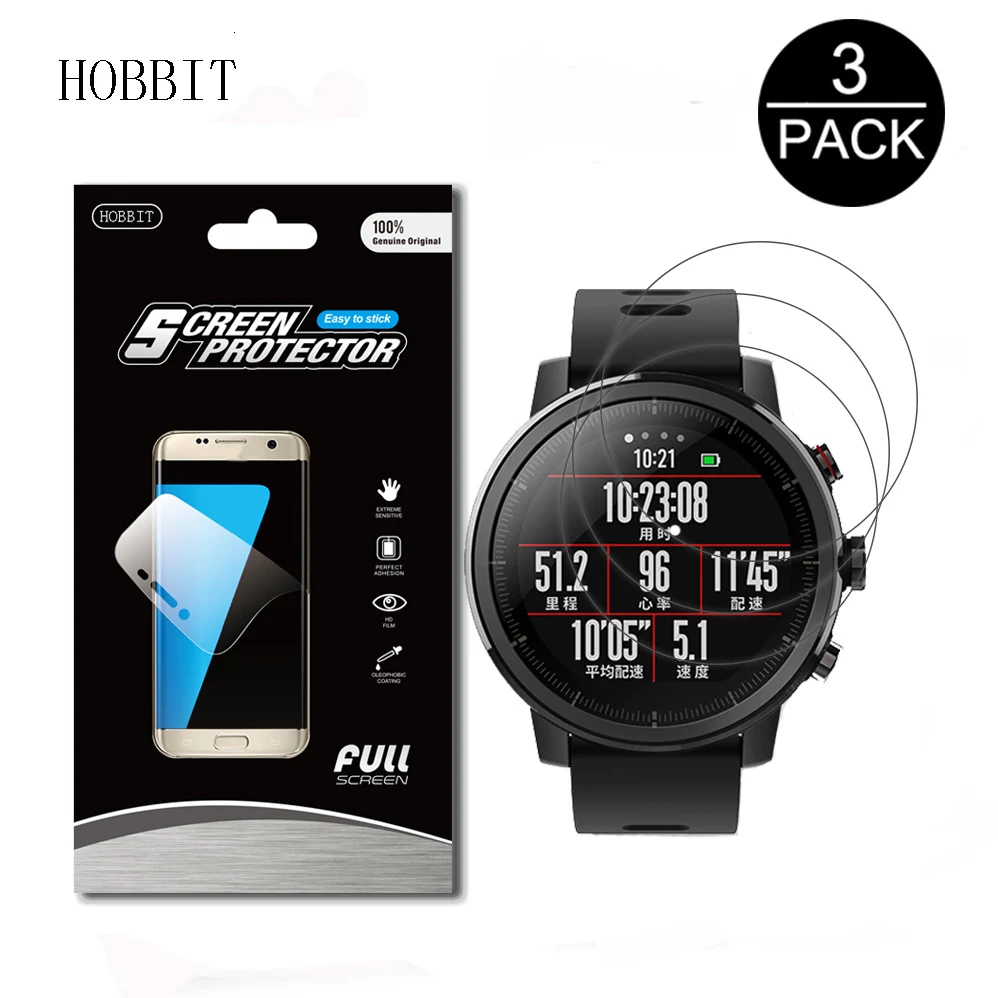 3 шт. в упаковке для Xiaomi Huami Amazfit Stratos Pace 2, Смарт-часы с полным покрытием, мягкая защитная пленка из ТПУ для экрана, защита на весь экран