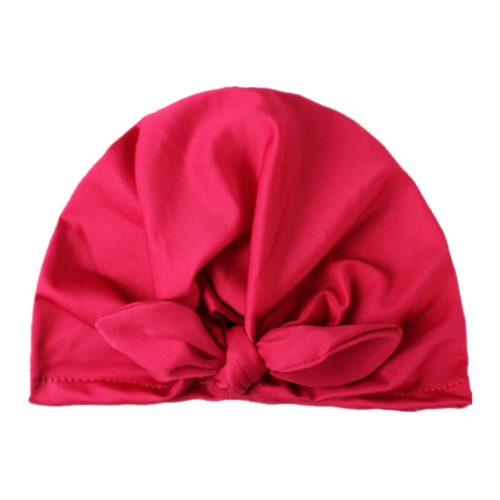 Rose red Новинка года; Лидер продаж; детская чалма для маленьких мальчиков и девочек; шапка в индийском стиле; милая Шапка; сезон весна-лето-осень-лето; зимняя теплая однотонная детская шапка - Цвет: Rose red