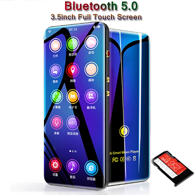 

Full Touch Screen Bluetooth MP3 Player 3.5inch Colorful Display MP4 Player Support TF Card Video Recording Real-time translation