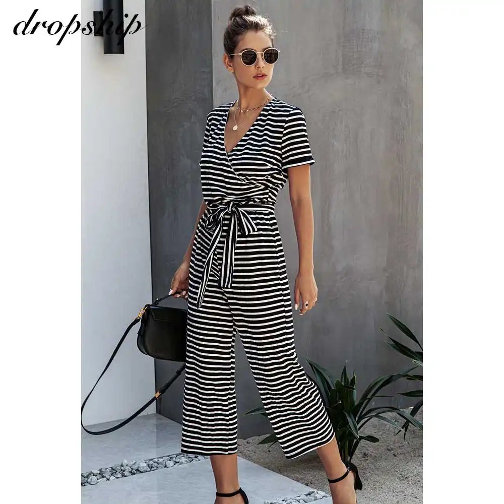 casual striped jumpsuit