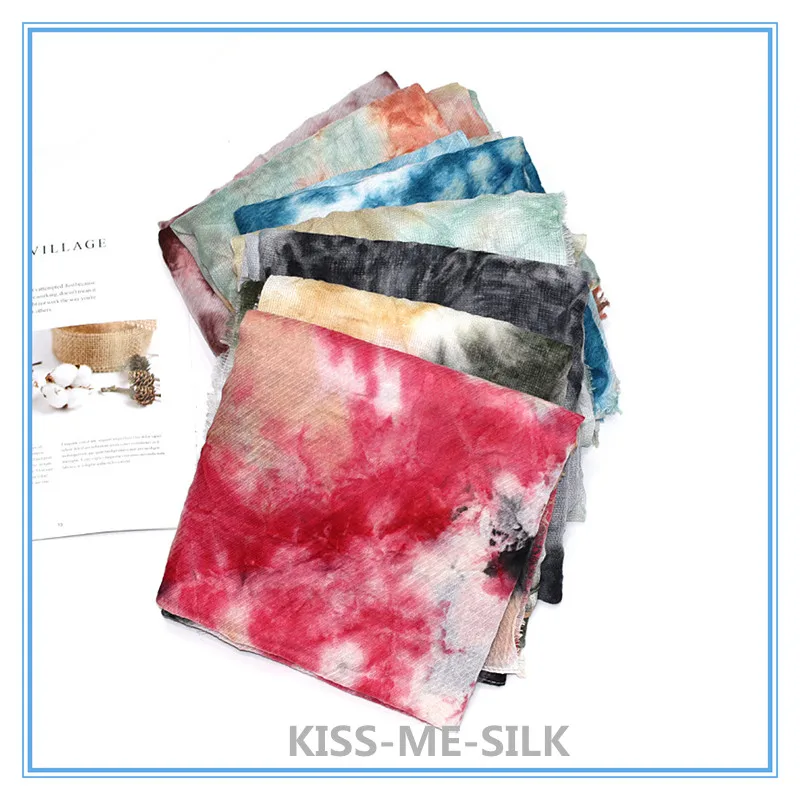

KMS Crumpled scarf pleated scarf autumn winter fashion tie dye shawl beach shawl for Girl Lady Woman Women 85*180CM/105G