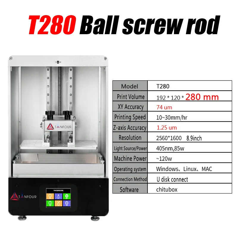 T280 no resin TIANFOUR T200 upgarde 2k T280 Смола SLA 3d принтер большой объем ЖК-дисплей sla 405nm УФ-светильник для вылечения impresora 3d принтер diy kit photon - Цвет: T280 no resin