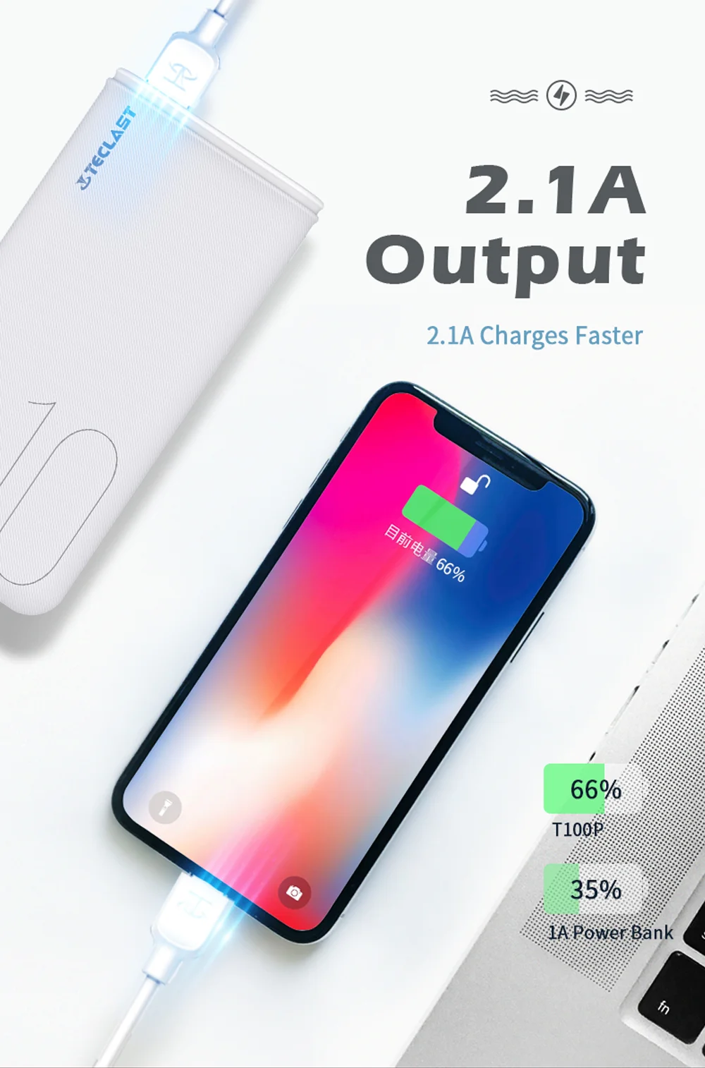 Teclast T100P Power Bank 10000mAh Large Capacity High-Density Lithium Polymer Micro USB Type-C Dual Input Battery Mobile Power 65w power bank