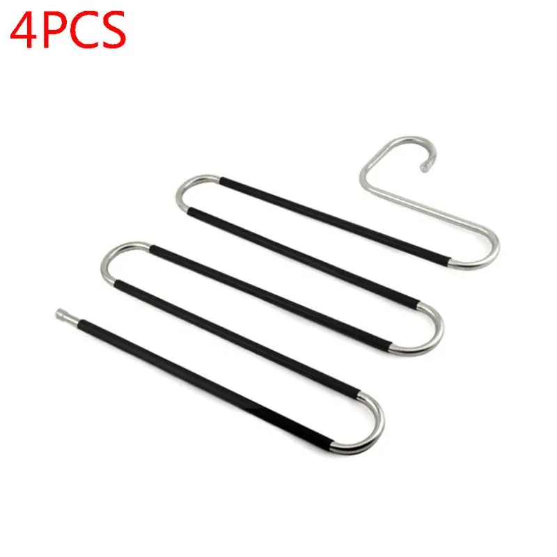 

4pcs Stainless Steel S-type Trousers Hanger Clothes Pants Rack Closet Organizer