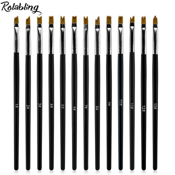 

Rolabling 13PCS/SET French Nail Art Gel Painting Brush Wood Handle French Manicure Brushes DIY Nail Art Design Tool Gel Nail Pen
